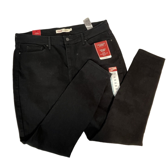 Levi Strauss Signature Black Jeans Women's Plus sz 18 High Rise Skinny Stretch - Picture 2 of 7